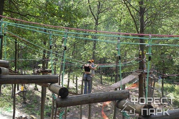 Веревочный парк на деревьях в Кисловодске